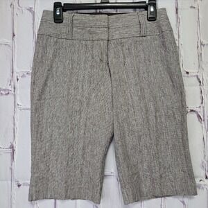 Maurices Womens Brown Linen Blend Bermuda Shorts Size 1/2 Stretch Casual Dressy